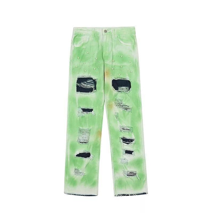 RIPPED GREEN DENIM by CRUX