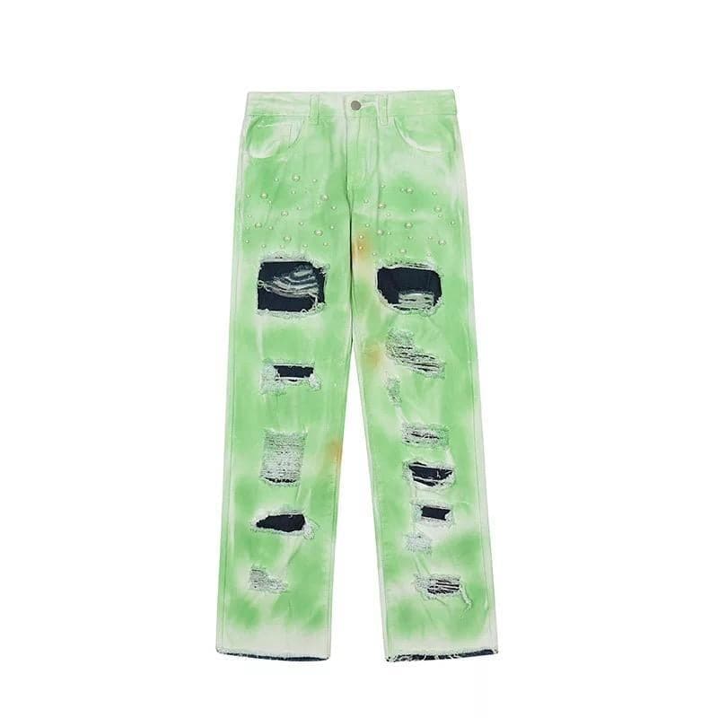 RIPPED GREEN DENIM by CRUX