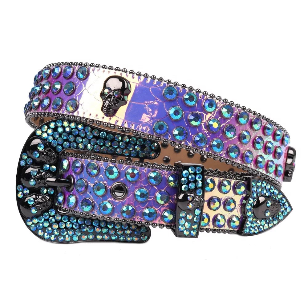 SKULL RHINESTONE BELT by 220202